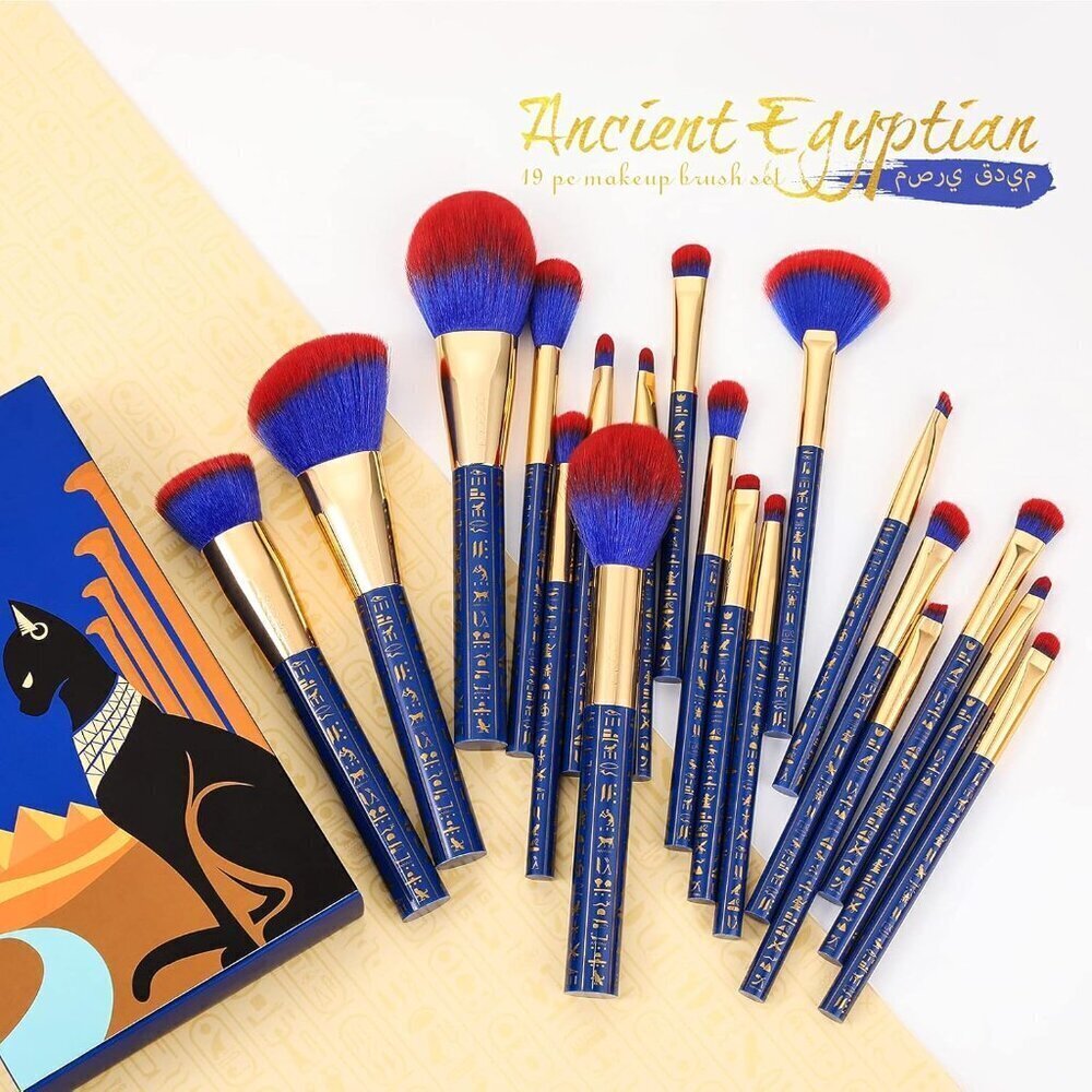 🆕 Makeup Brushes 19Pcs Ancient Egyptian Premium Foundation Contour Blush Liner - Picture 2 of 9